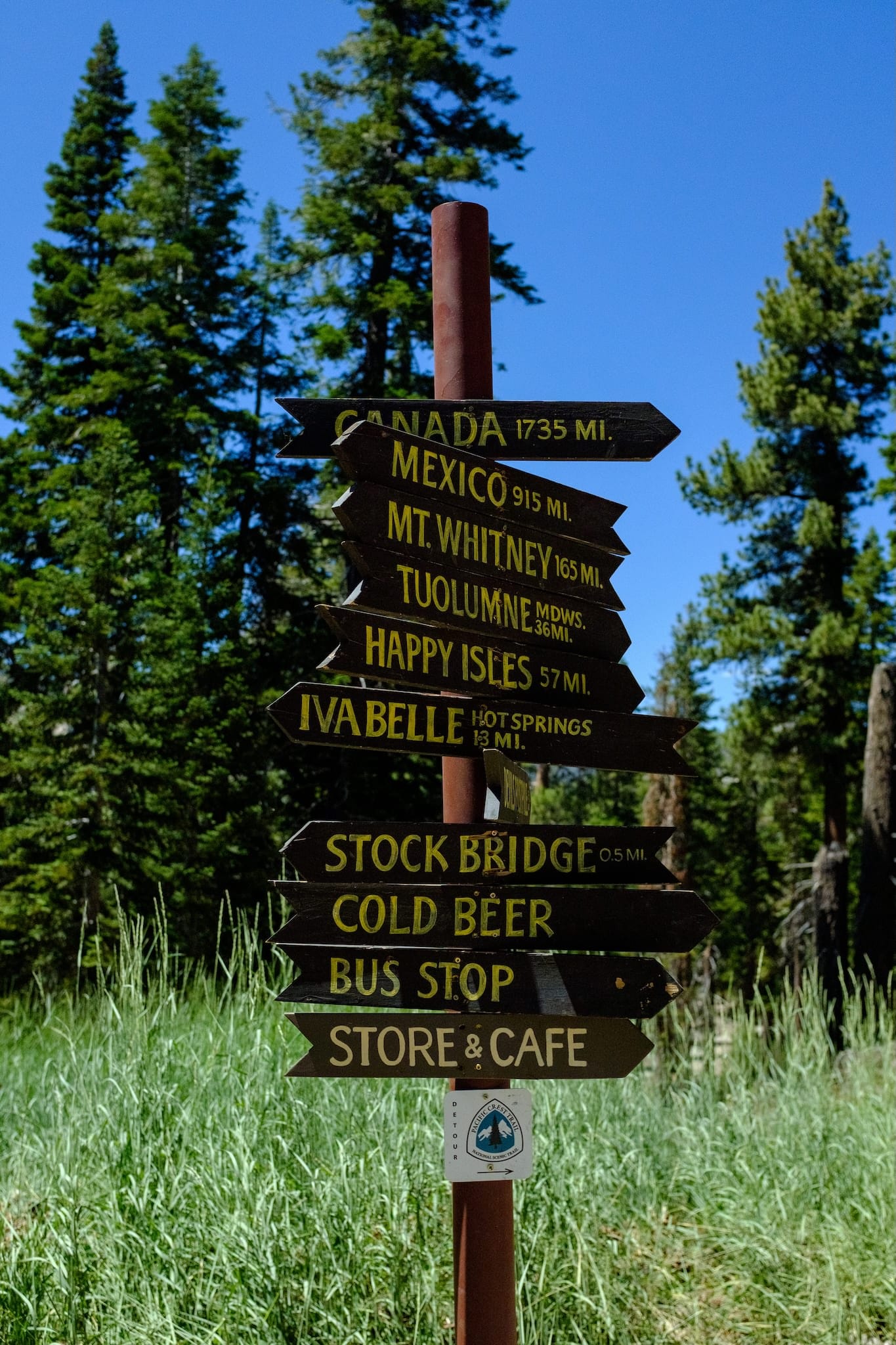 Wooden signpost near Red's Meadow